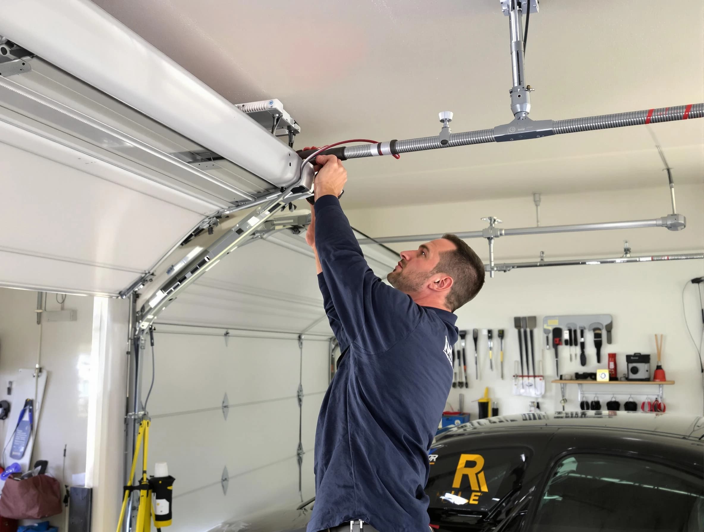 Attleboro Garage Door Repair technician performing garage door cable repair in Attleboro