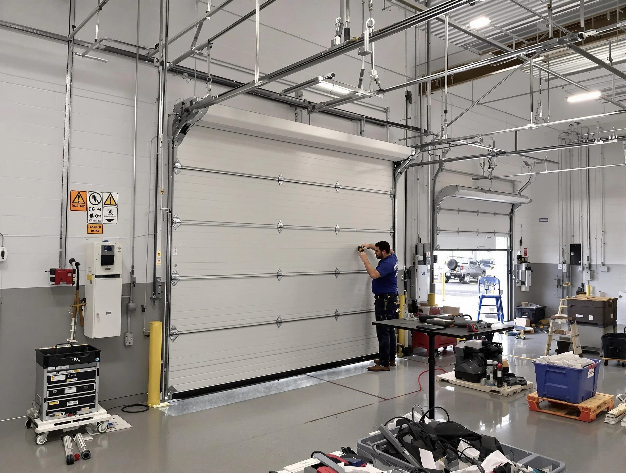 Commercial garage door repair being performed by Attleboro Garage Door Repair expert in Attleboro