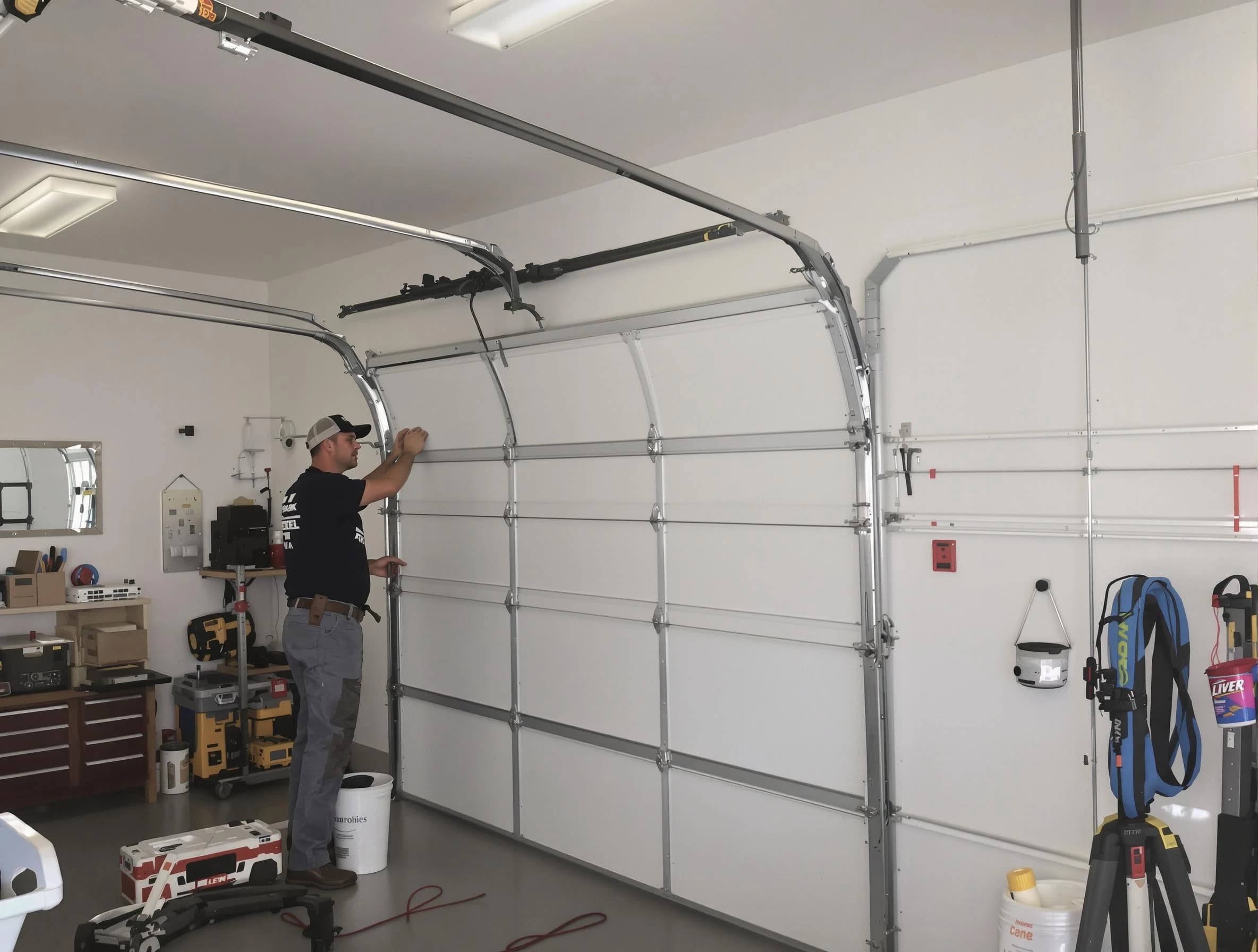 Attleboro Garage Door Repair team installing new garage door in Attleboro