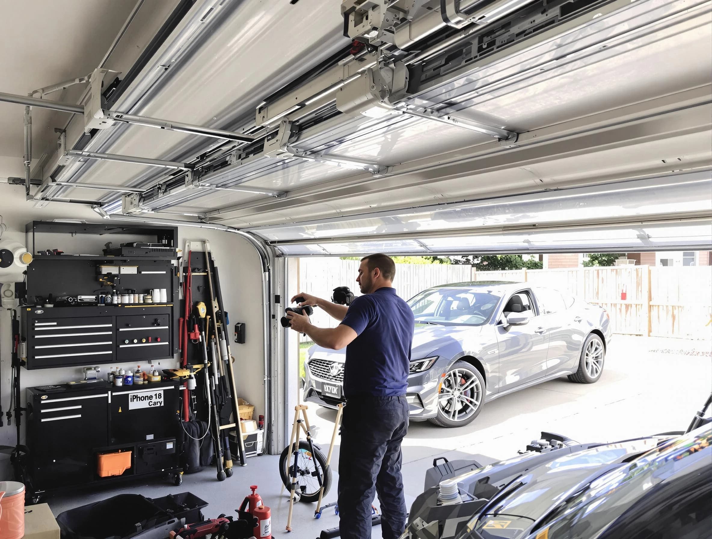 Attleboro Garage Door Repair technician fixing noisy garage door in Attleboro