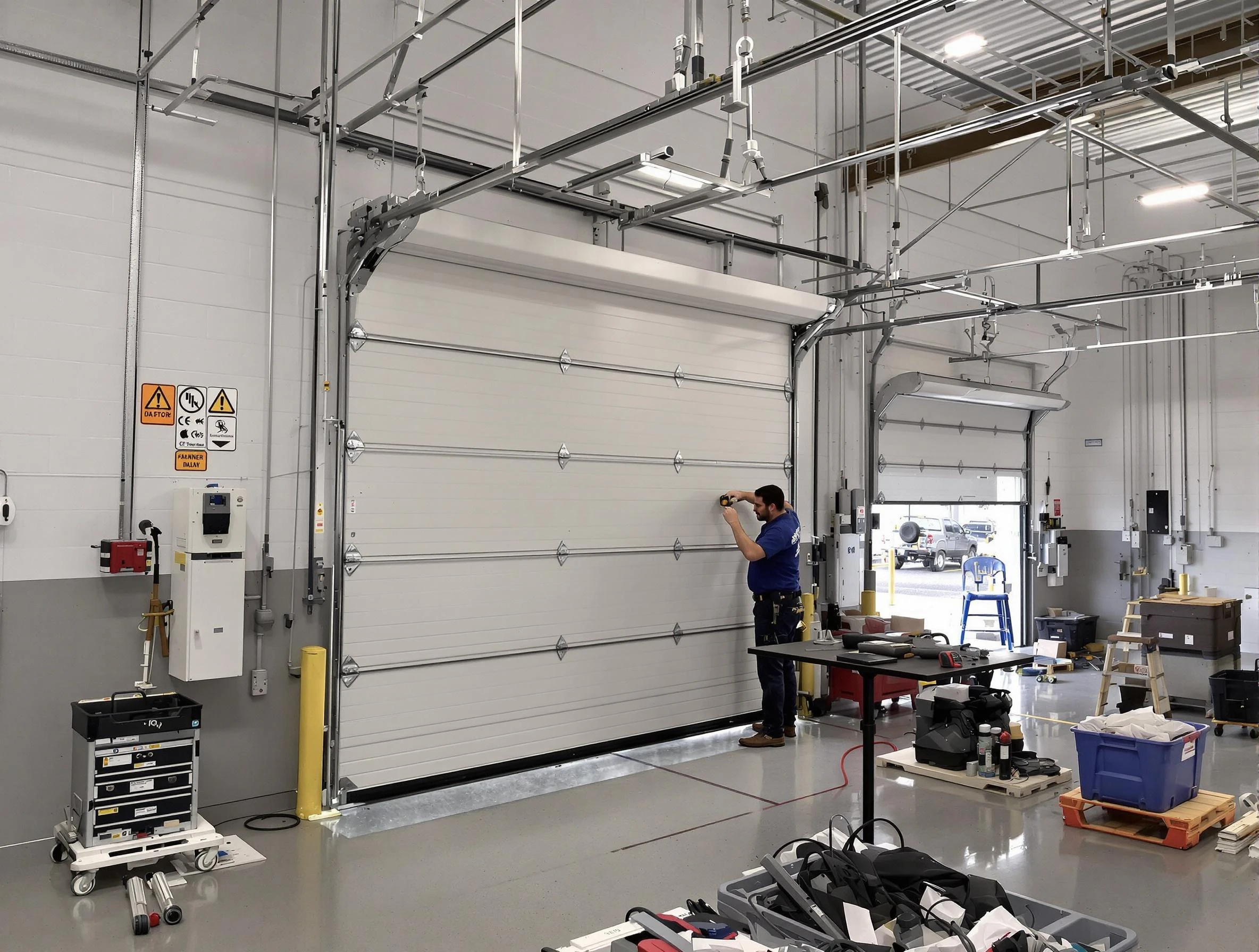 Commercial garage door repair being performed by Attleboro Garage Door Repair expert in Attleboro