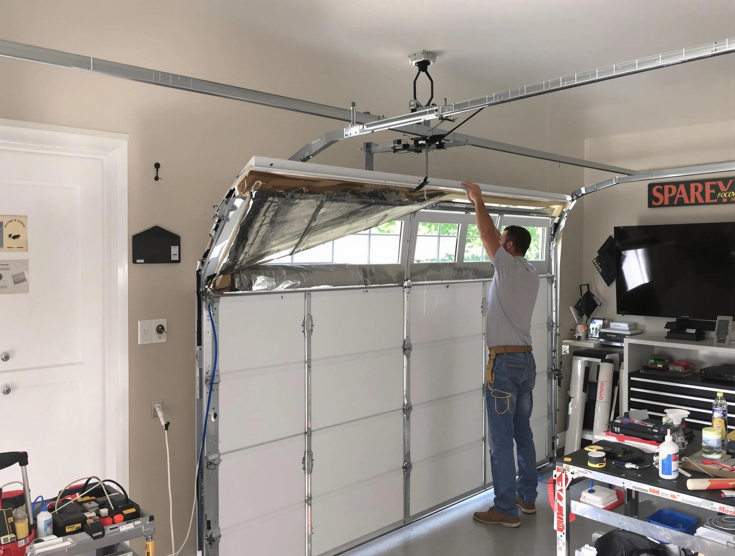 Garage door section replacement by Attleboro Garage Door Repair in Attleboro